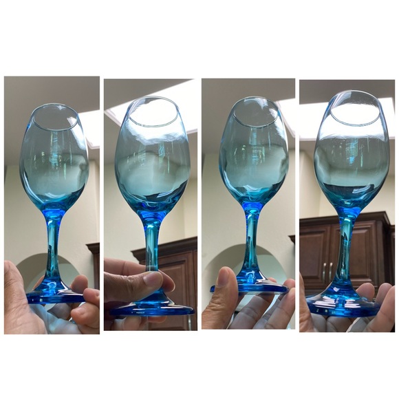 Set Of 4 Vintage Cristar Rioja Sky Blue Water Goblets-Wine Glasses 8 1/8” Tall - Picture 16 of 16